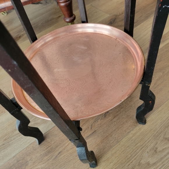 Brass And Copper Folding Tray Table Asian Inspired - Picture 3 of 8